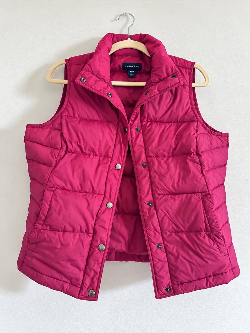 Lands' End Quilted Puffer Vest in Bright Fuchsia